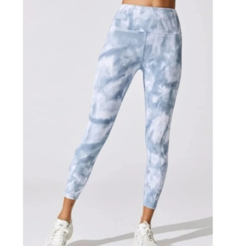 Carbon38 Ribbed Tie Dye 7/8 legging blue white size Xsmall